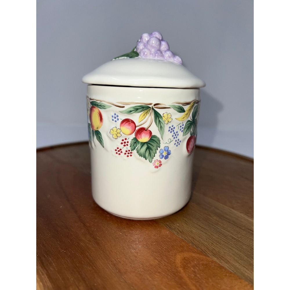 Ceramic Fruit‎ Jar with Grape Lid Kitchen Storage Container
